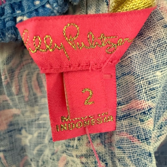 Lilly Pulitzer NWT Linen Sz 2 Keating Top Oca Blue Its a Sailabration 15" PTP - Picture 2 of 9